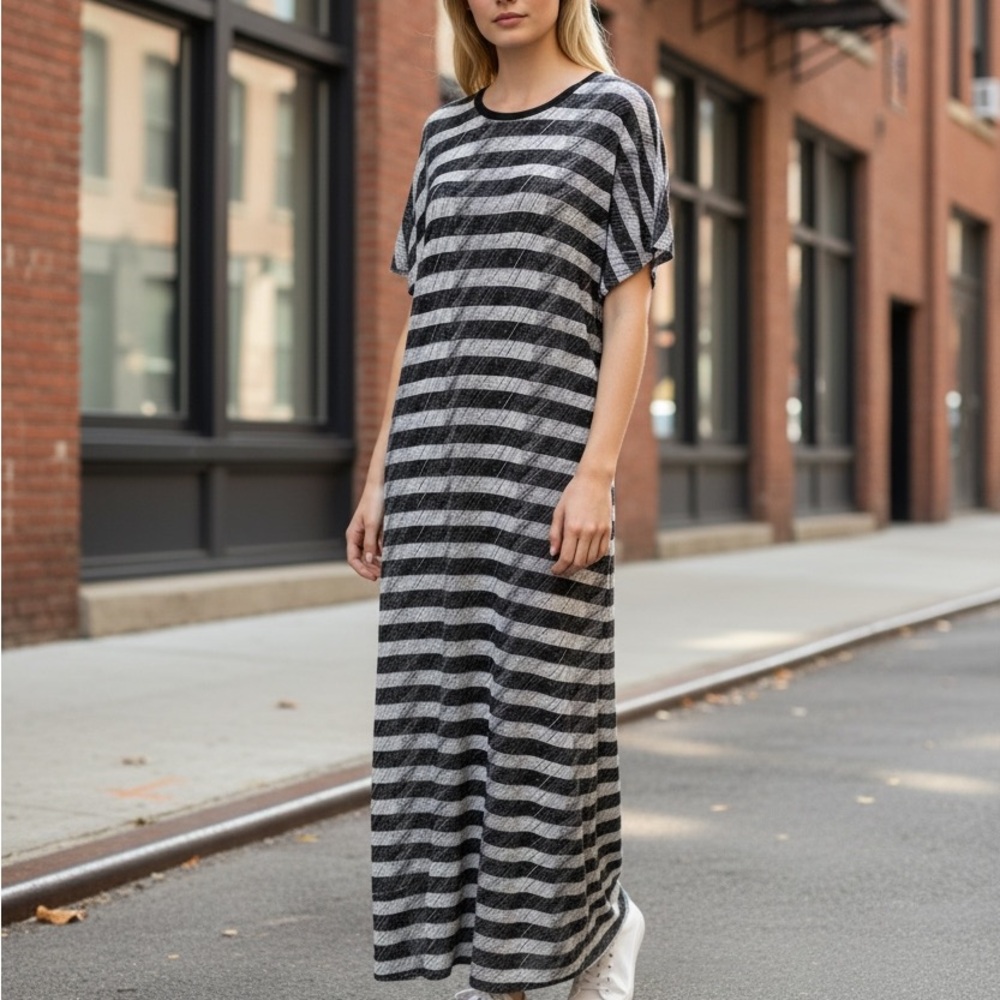NEW• UNIQUE NOIR MODERN MARIA SLINKY SOFT MAXI DRESS• 3X